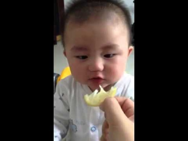 Bebé Chino Comiendo Limón